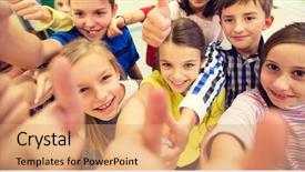  Presentation with school elementary - Colorful slide set enhanced with education elementary school learning gesture backdrop and a coral colored foreground