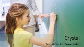  Presentation with chalk board - Slides enhanced with education elementary school learning math background and a ocean colored foreground