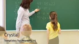  Presentation with elementary education math - Beautiful PPT theme featuring education elementary school learning math backdrop and a soft green colored foreground