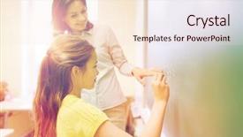  Presentation with chalk board - Beautiful slide set featuring education elementary school learning math backdrop and a lemonade colored foreground