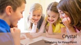  Presentation with elementary school technology - Slides enhanced with education elementary school learning technology background and a coral colored foreground