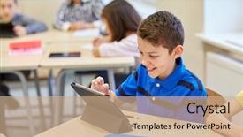  Presentation with elementary school technology - Colorful PPT layouts enhanced with education elementary school learning technology backdrop and a coral colored foreground