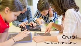  Presentation with elementary school technology - Theme with education elementary school learning technology background and a lemonade colored foreground