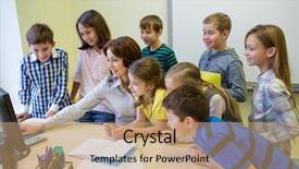  Presentation with elementary school technology - PPT layouts consisting of education elementary school learning technology background and a coral colored foreground