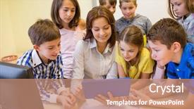  Presentation with elementary school technology - Slides having education elementary school learning technology background and a coral colored foreground