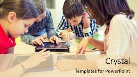  Presentation with elementary school technology - Cool new presentation design with education elementary school learning technology backdrop and a lemonade colored foreground