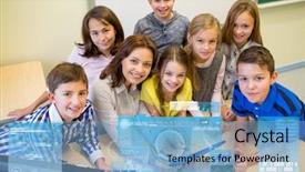  Presentation with virtual learning - Beautiful theme featuring grade chart - education elementary school learning technology backdrop and a light blue colored foreground