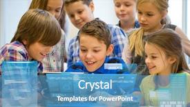  Presentation with virtual learning - Beautiful slide deck featuring education elementary school learning technology backdrop and a  colored foreground