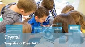  Presentation with elementary school technology - Amazing presentation theme having education elementary school learning technology backdrop and a teal colored foreground
