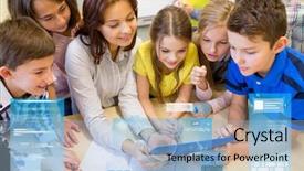  Presentation with elementary school technology - Audience pleasing theme consisting of education elementary school learning technology backdrop and a  colored foreground
