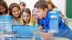  Presentation with elementary school technology - PPT layouts enhanced with education elementary school learning technology background and a light blue colored foreground