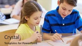  Presentation with elementary - Audience pleasing slides consisting of education elementary school learning backdrop and a coral colored foreground