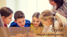  Presentation with elementary school - Cool new PPT layouts with education elementary school learning backdrop and a coral colored foreground