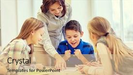  Presentation with elementary school female career day - Colorful PPT layouts enhanced with education elementary school learning backdrop and a lemonade colored foreground