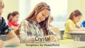  Presentation with examination - Audience pleasing PPT theme consisting of education elementary school learning backdrop and a lemonade colored foreground