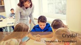  Presentation with elementary - Colorful presentation design enhanced with education elementary school learning backdrop and a coral colored foreground