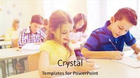  Presentation with elementary school career day and technology - Audience pleasing slide set consisting of education elementary school learning backdrop and a lemonade colored foreground