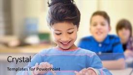  Presentation with elementary school technology - Cool new presentation design with education elementary school technology backdrop and a light blue colored foreground