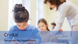  Presentation with elementary school technology - Colorful theme enhanced with education elementary school technology backdrop and a teal colored foreground
