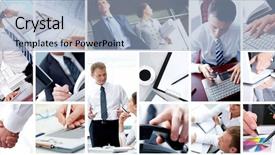  Presentation with teams - Theme with education employer - collage of business teams technology background and a light blue colored foreground