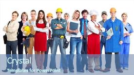  Presentation with team group yellow - Audience pleasing PPT theme consisting of education employer - group of business people team backdrop and a ocean colored foreground