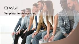  Presentation with group of three young girl - Slide deck featuring education employer - group of young professionals sitting background and a lemonade colored foreground