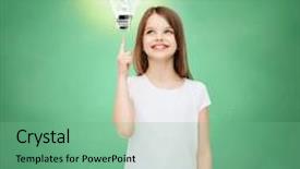  Presentation with green-energy - Beautiful presentation design featuring people concept - smiling little girl backdrop and a seafoam green colored foreground