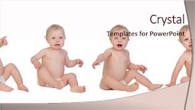  Presentation with babies - Cool new PPT theme with education equality - four equal babies sitting backdrop and a sky blue colored foreground