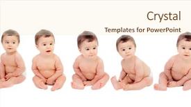  Presentation with babies - Amazing theme having education equality - seven equal babies sitting backdrop and a lemonade colored foreground