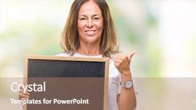  Presentation with middle adolescent - Cool new presentation theme with education excellence - middle age hispanic woman holding backdrop and a  colored foreground