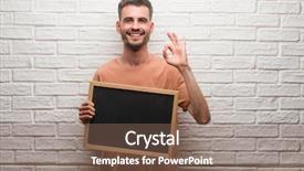  Presentation with brick wall - PPT theme enhanced with education excellence - young adult man over brick background and a violet colored foreground