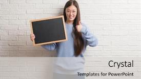  Presentation with medicina tradicional chinesa chinese herb - Slides having education excellence - young chinese woman over brick background and a light gray colored foreground