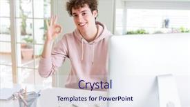  Presentation with young college student diagnosis of sti - PPT theme with education excellence - young student man using computer background and a  colored foreground