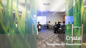  Presentation with computer workshop - PPT theme enhanced with education fairness - it students on workshop listening background and a  colored foreground