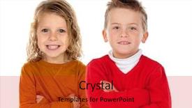  Presentation with fair - Presentation design enhanced with education fairness - two happy children with fair background and a crimson colored foreground