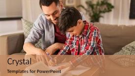  Presentation with homework - PPT theme with education family and homework concept background and a coral colored foreground