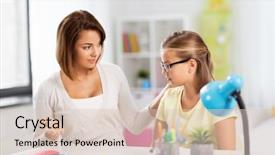  Presentation with family talking - Audience pleasing PPT theme consisting of education family and learning concept backdrop and a lemonade colored foreground