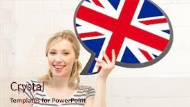  Presentation with language english - PPT theme having education fogeign language english people background and a lemonade colored foreground