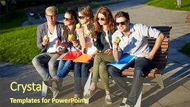  Presentation with green apples - Presentation design having education food people and friendship background and a tawny brown colored foreground