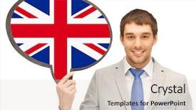  Presentation with english foreign language - Beautiful presentation theme featuring education foreign language english people backdrop and a lemonade colored foreground