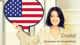  Presentation with english foreign language - Amazing PPT theme having education foreign language english people backdrop and a lemonade colored foreground