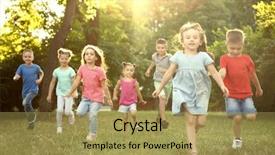  Presentation with dog park dogs plays - Presentation theme featuring education free - group of playful kids background and a yellow colored foreground