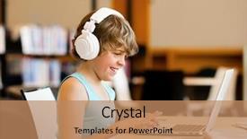  Presentation with notebook - Slide set with education fun - boy spending time with notebook background and a coral colored foreground