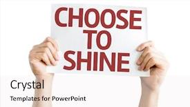  Presentation with arise and shine - Slides with education fun - choose to shine card isolated background and a sky blue colored foreground