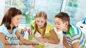  Presentation with curious sky - Cool new theme with education fun - classmates being curious about what backdrop and a  colored foreground