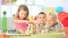  Presentation with colour blocking building blocks - Theme featuring education fun - cute children playing with blocks background and a lemonade colored foreground