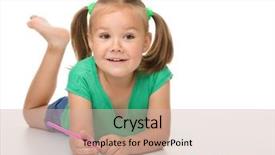  Presentation with education cute - Presentation theme enhanced with education fun - cute happy little girl is background and a soft green colored foreground