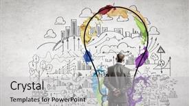  Presentation with future education - Beautiful theme featuring education future - rear view of businessman looking backdrop and a light gray colored foreground