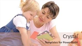  Presentation with young children playing multicultural - Beautiful slide deck featuring education game - young mother playing together backdrop and a coral colored foreground