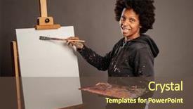  Presentation with black woman - PPT layouts consisting of education genius - black woman painting background and a tawny brown colored foreground